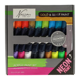 Creative craft group acrylverf fluor en metallic kleuren, 18x36 ml - afbeelding 1