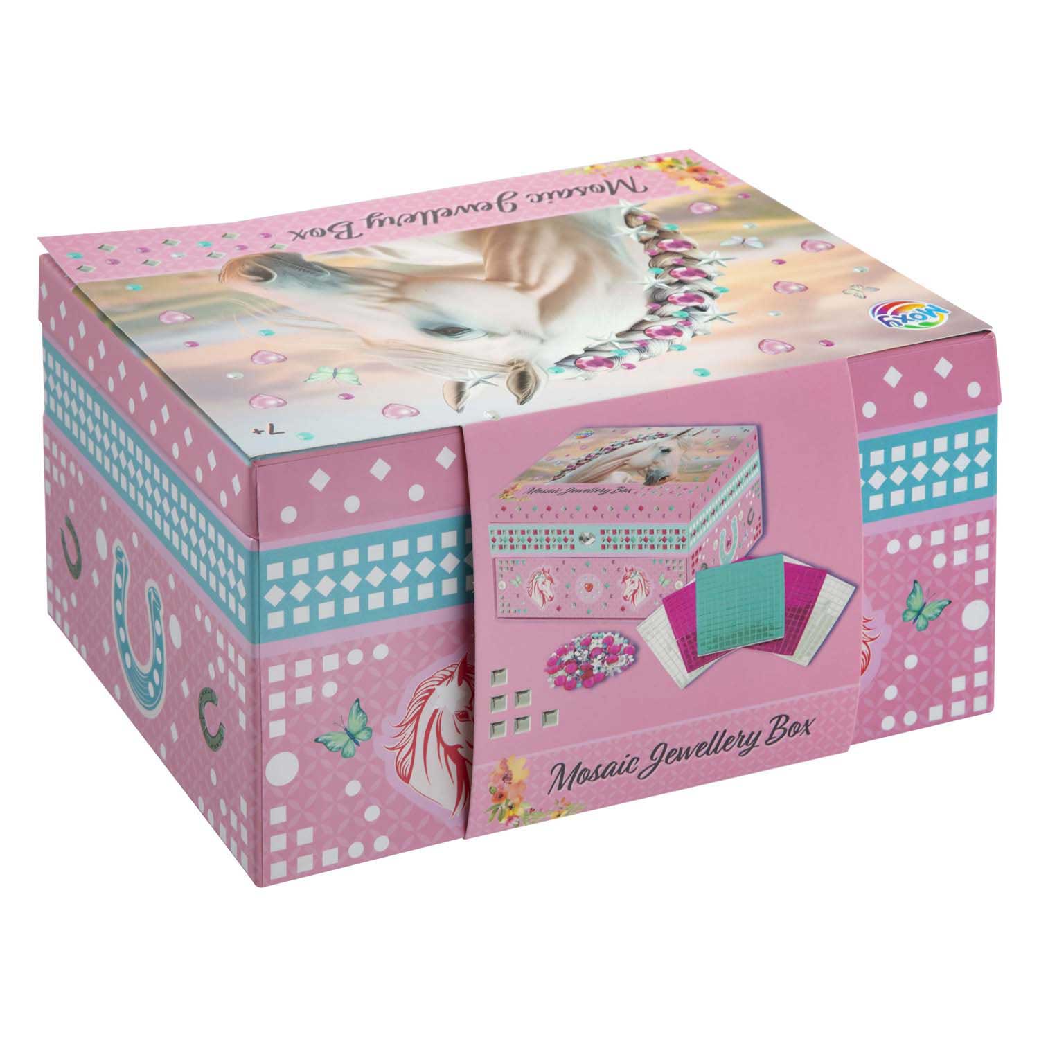 Moxy paarden juwelendoos mozaiek versieren - knutselset sieradendoos - creatief speelgoed meisjes vanaf 3 jaar - cadeautip home deco