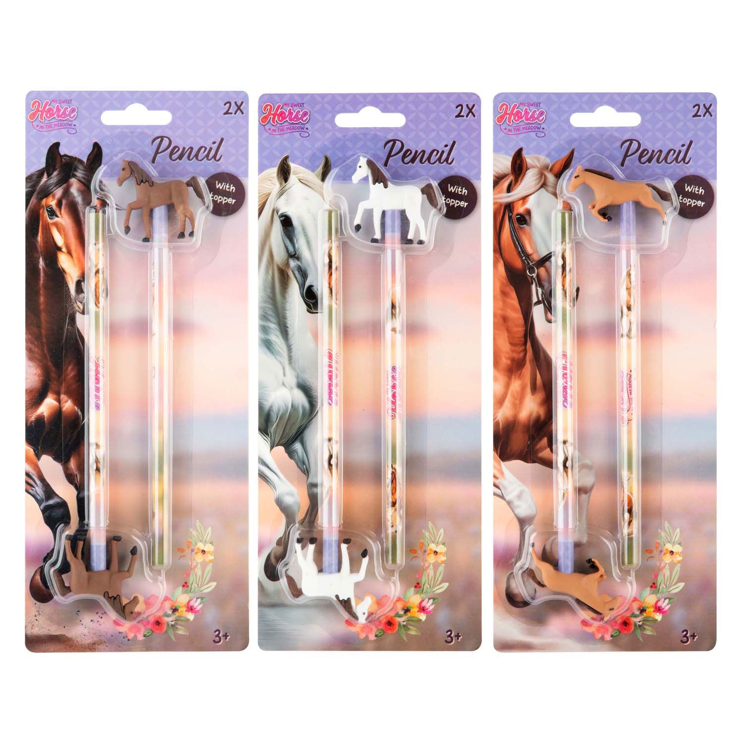 Creative craft group paarden potloden met topper - 2st.