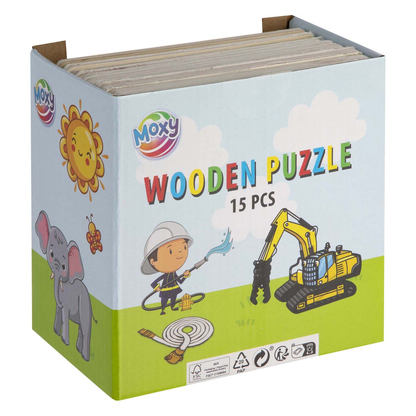 Moxy houten uitdeelpuzzeltjes - 15st.