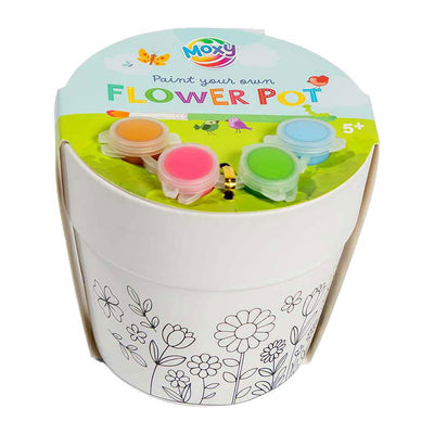 Creative craft group verf-je-eigen bloempot - incl. 4 verfkleuren 1 kwast