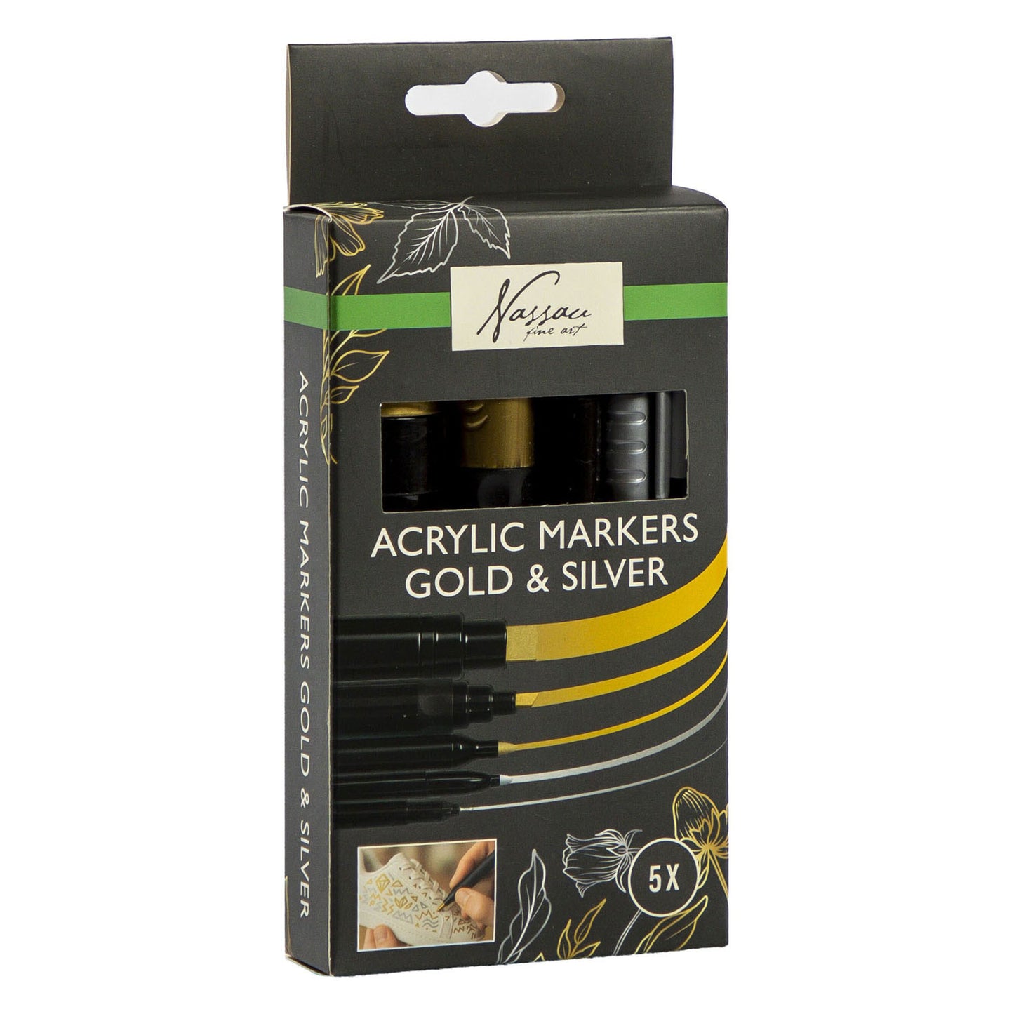 Creative craft group nassau acryl marker set goud zilver - 5st.