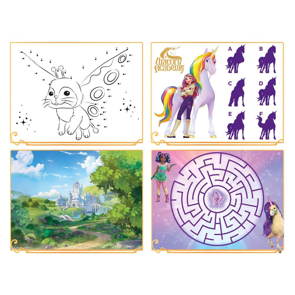 Totum unicorn academy super sticker set xl - 8 vellen incl. luxe metallic en laser stickers 38 x 36 cm | speelgoed meisjes vanaf 3 jaar