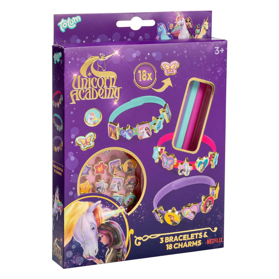 Creative craft group totum unicorn academy 3 armbanden 18 bedels