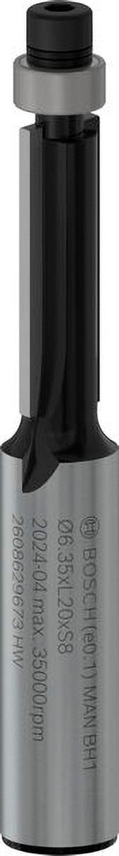 Bosch accessoires bosch pro bündigfräser met onderliggend geleidekogellager ø 6,35 x l 20 schacht 8 mm - 2608629673