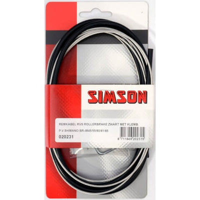 Simson rollerbrake remkabelset compleet RVS zwart op kaart