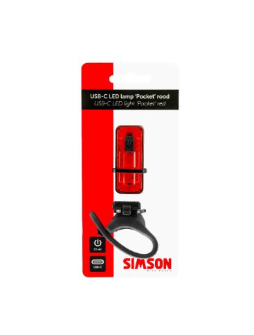 Simson blister 022032 usb-c led lamp 'pocket' rood