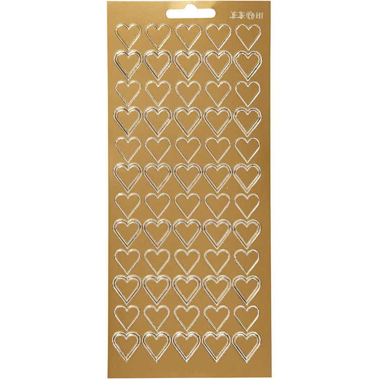 Stickers, harten, vel 10x23 cm, goud, 1 vel