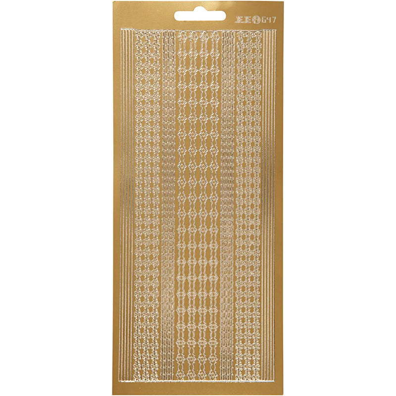 Stickers, randen, vel 10x23 cm, goud, 1 vel