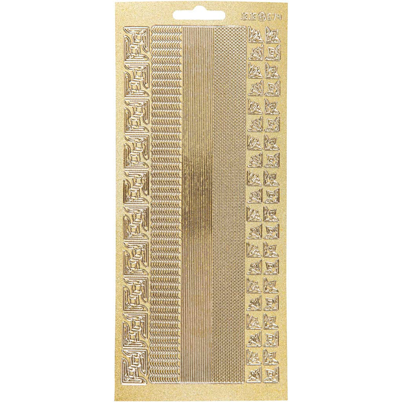 Stickers, randen, vel 10x23 cm, goud, 1 vel