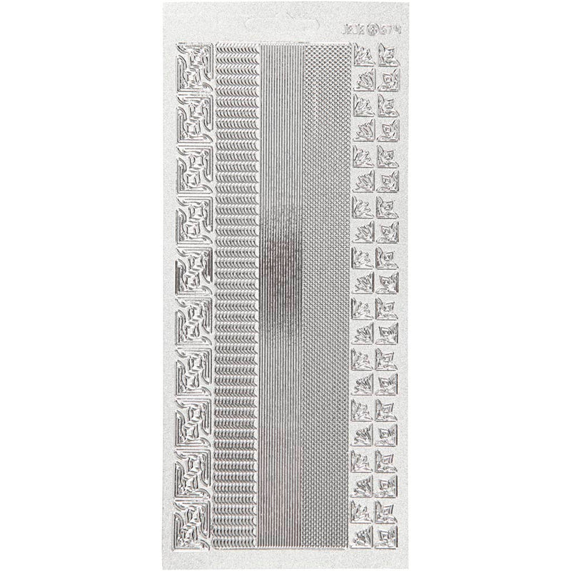 Stickers, randen, vel 10x23 cm, zilver, 1 vel