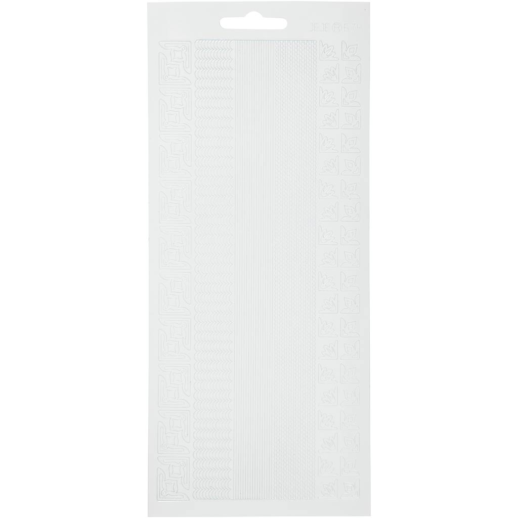 Stickers, randen, vel 10x23 cm, wit, 1 vel