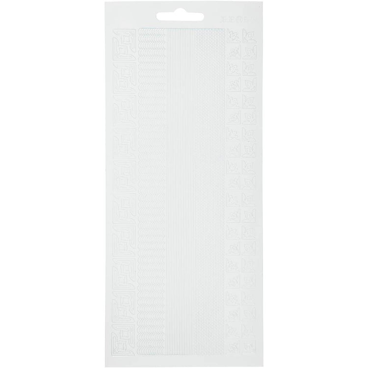 Stickers, randen, vel 10x23 cm, wit, 1 vel