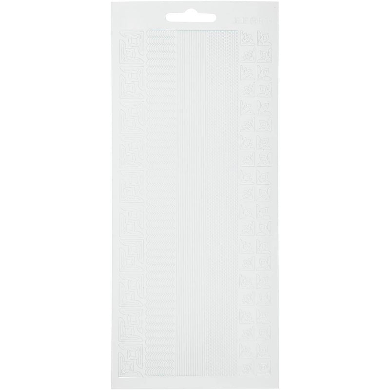 Stickers, randen, vel 10x23 cm, wit, 1 vel
