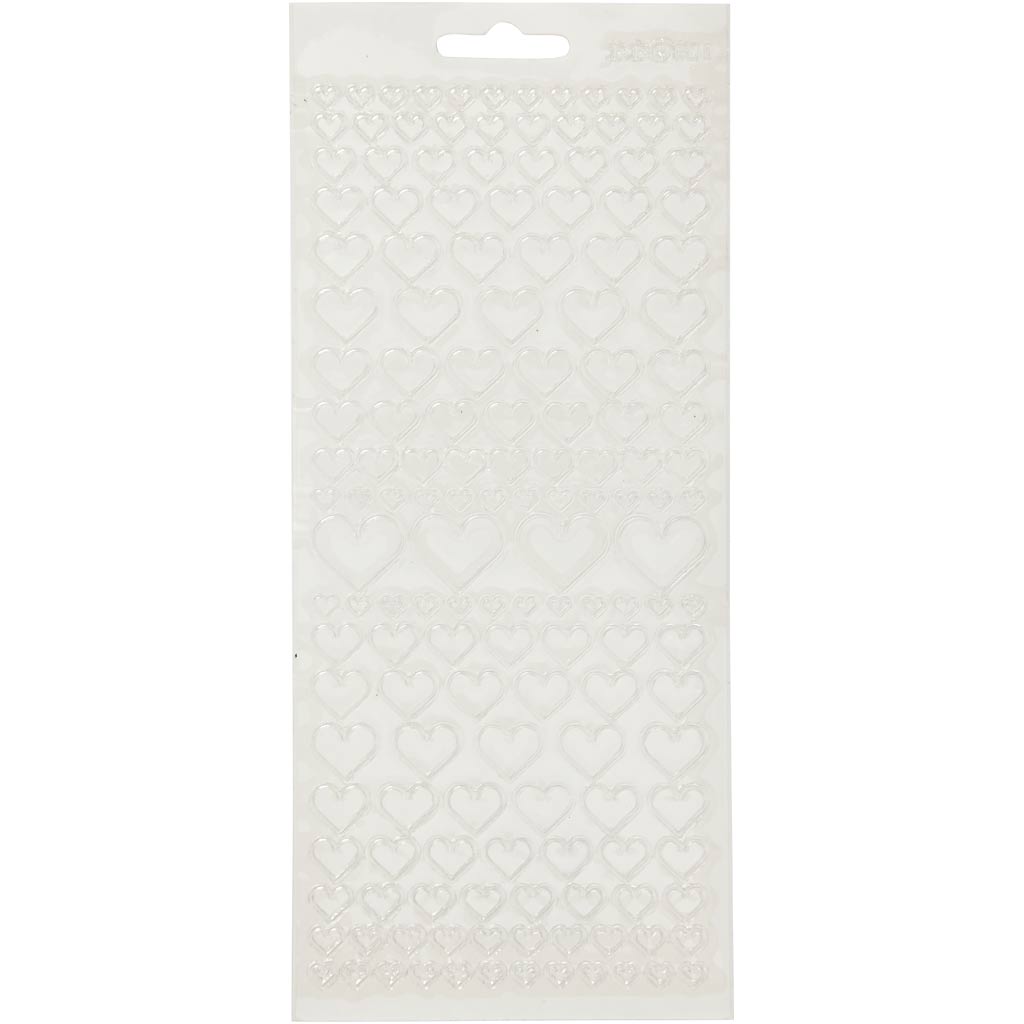 Stickers, harten, vel 10x23 cm, transparant, 1 vel