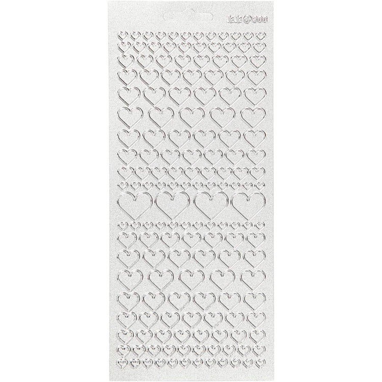 Stickers, harten, vel 10x23 cm, zilver, 1 vel