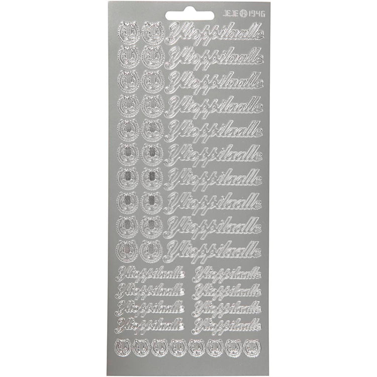 Stickers, ylioppilaalle, vel 10x23 cm, zilver, 1 vel