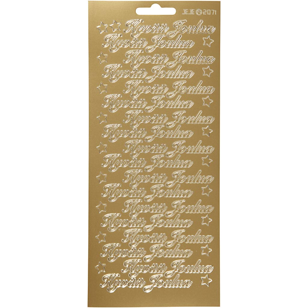 Stickers, hyvää joulua, vel 10x23 cm, goud, 1 vel