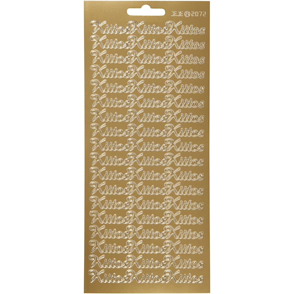 Stickers, kiitos, vel 10x23 cm, goud, 1 vel