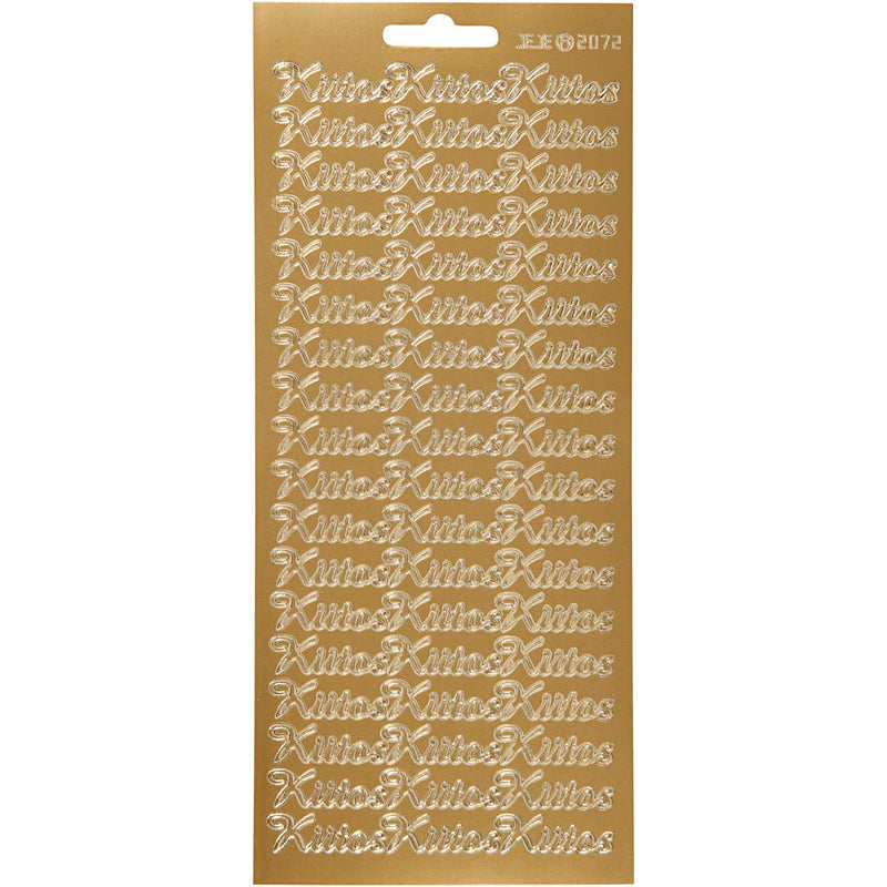 Stickers, kiitos, vel 10x23 cm, goud, 1 vel