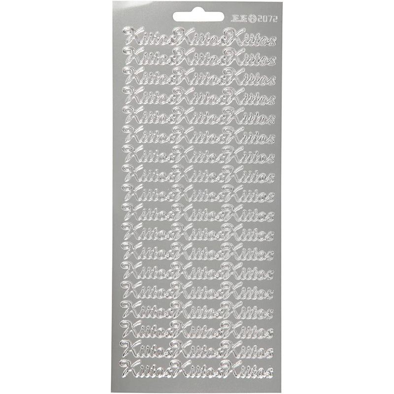 Stickers, kiitos, vel 10x23 cm, zilver, 1 vel
