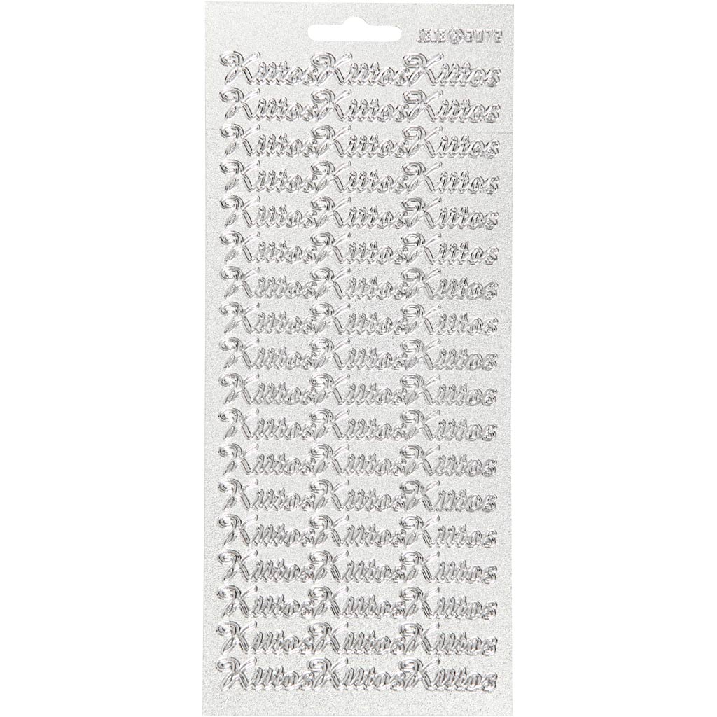 Stickers, kiitos, vel 10x23 cm, zilver, 1 vel