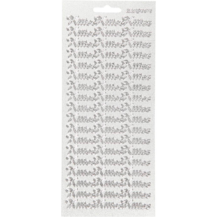 Stickers, kiitos, vel 10x23 cm, zilver, 1 vel