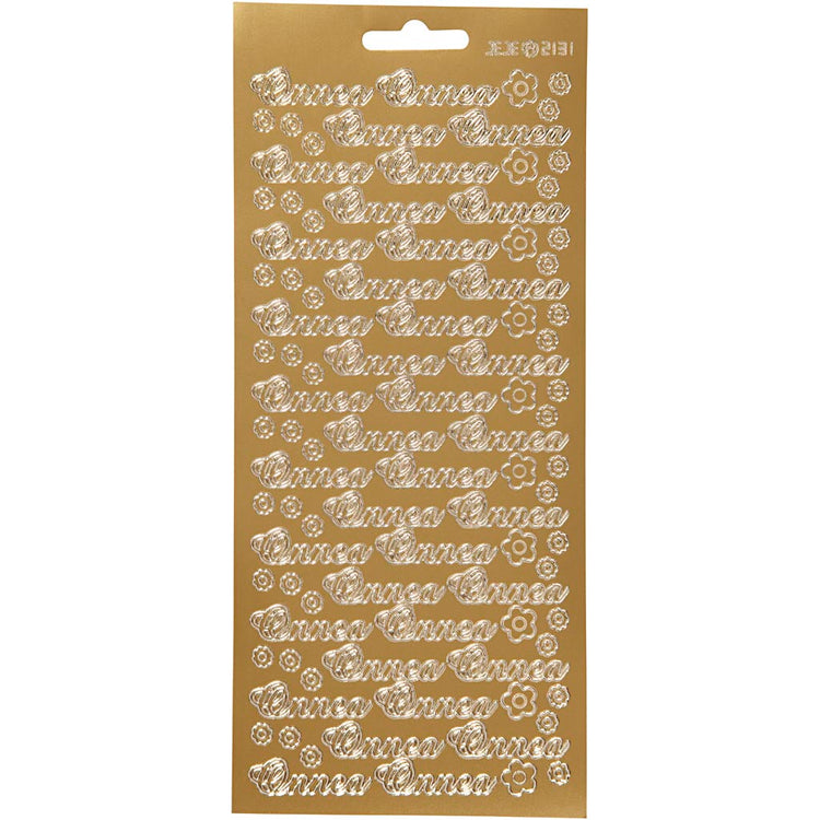 Stickers, onnea, vel 10x23 cm, goud, 1 vel