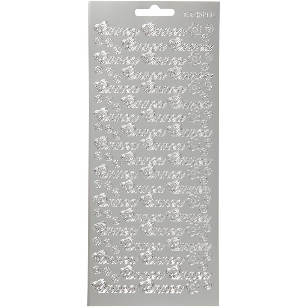 Stickers, onnea, vel 10x23 cm, zilver, 1 vel