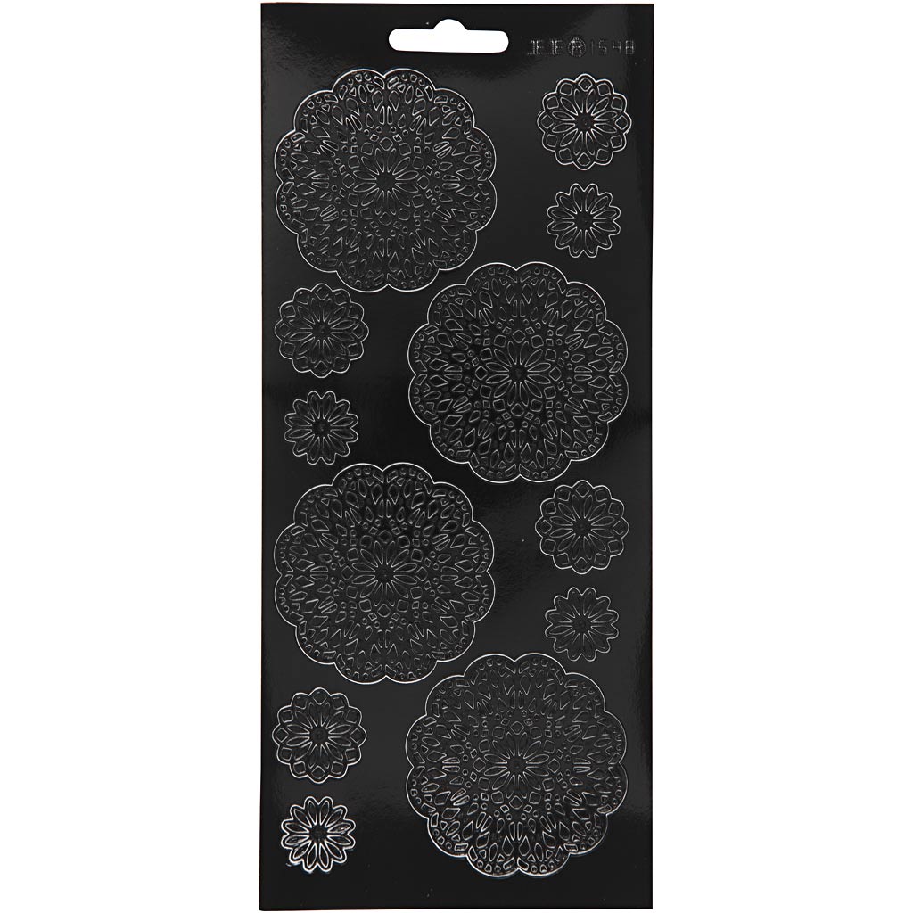 Stickers, bloemen, vel 10x23 cm, zwart, 1 vel