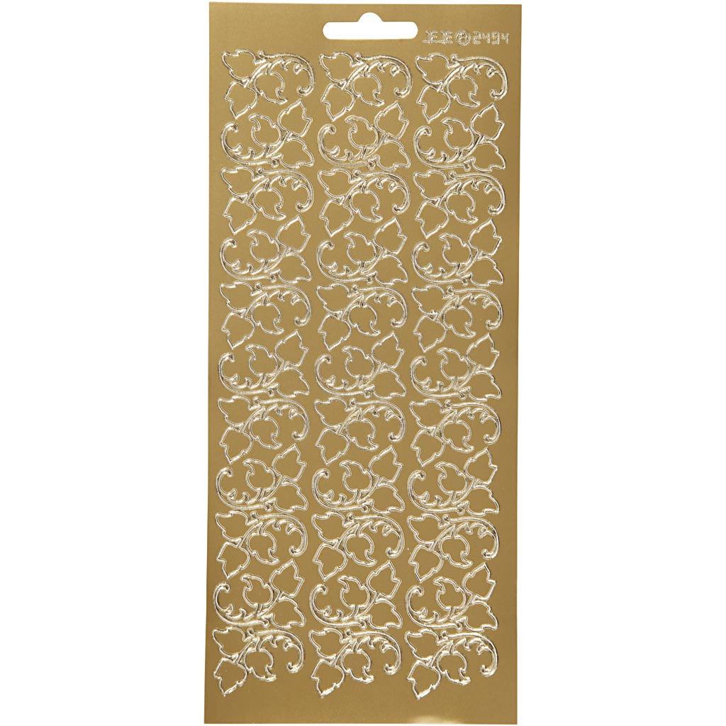 Stickers, bladeren, vel 10x23 cm, goud, 1 vel