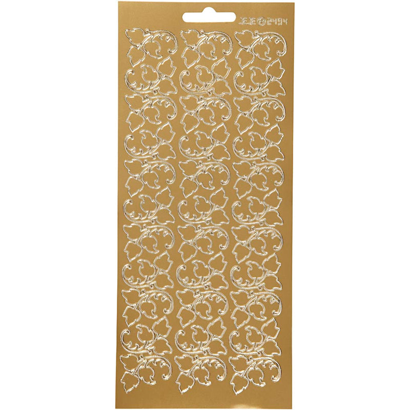 Stickers, bladeren, vel 10x23 cm, goud, 1 vel