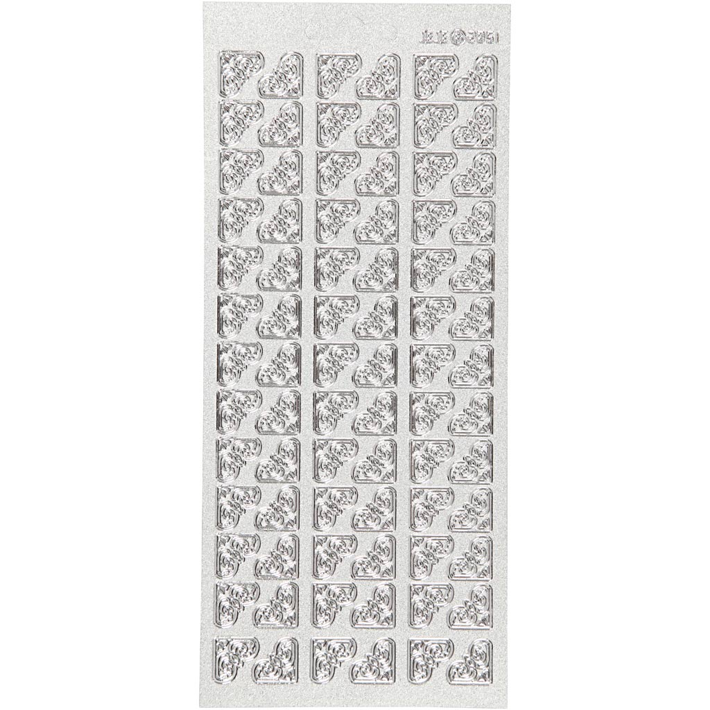Stickers, hoeken, vel 10x23 cm, zilver, 1 vel