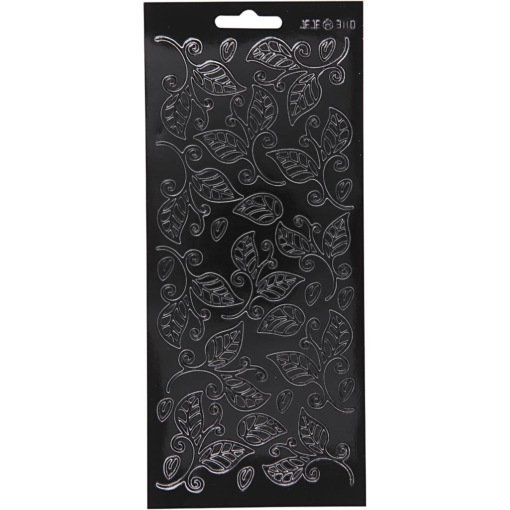 Stickers, bladeren, vel 10x23 cm, zwart, 1 vel