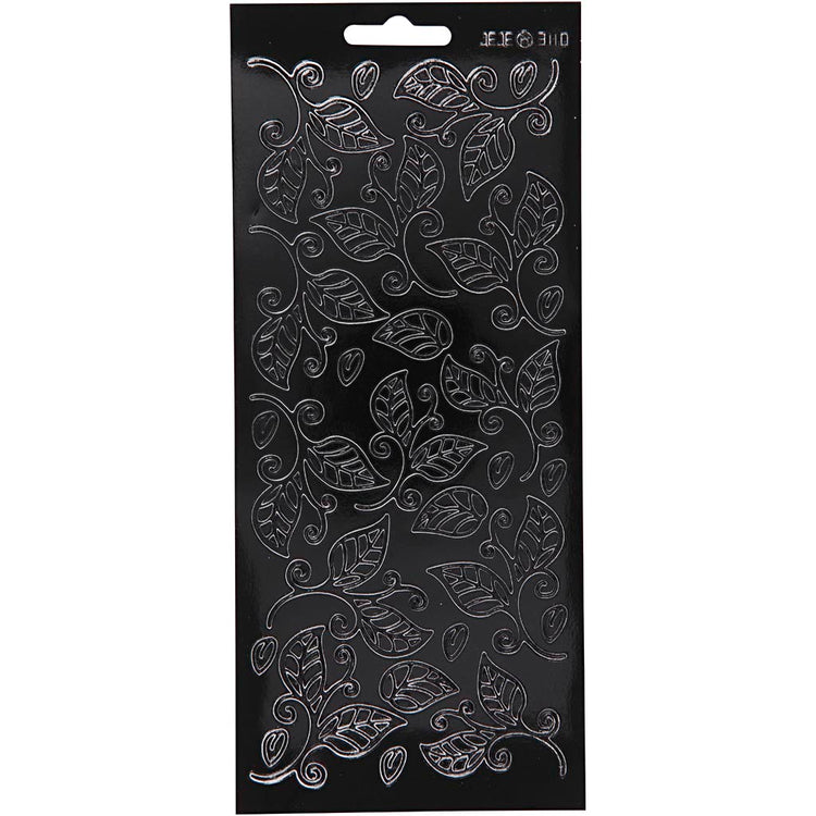 Stickers, bladeren, vel 10x23 cm, zwart, 1 vel