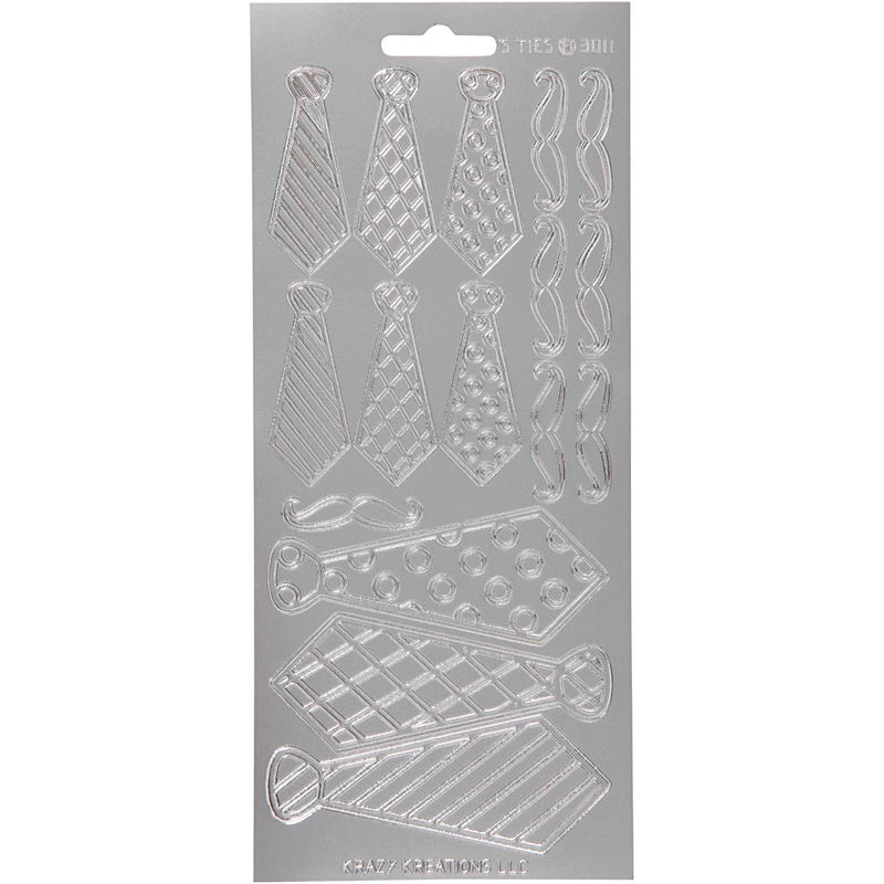 Stickers, stropdassen, vel 10x23 cm, zilver, 1 vel