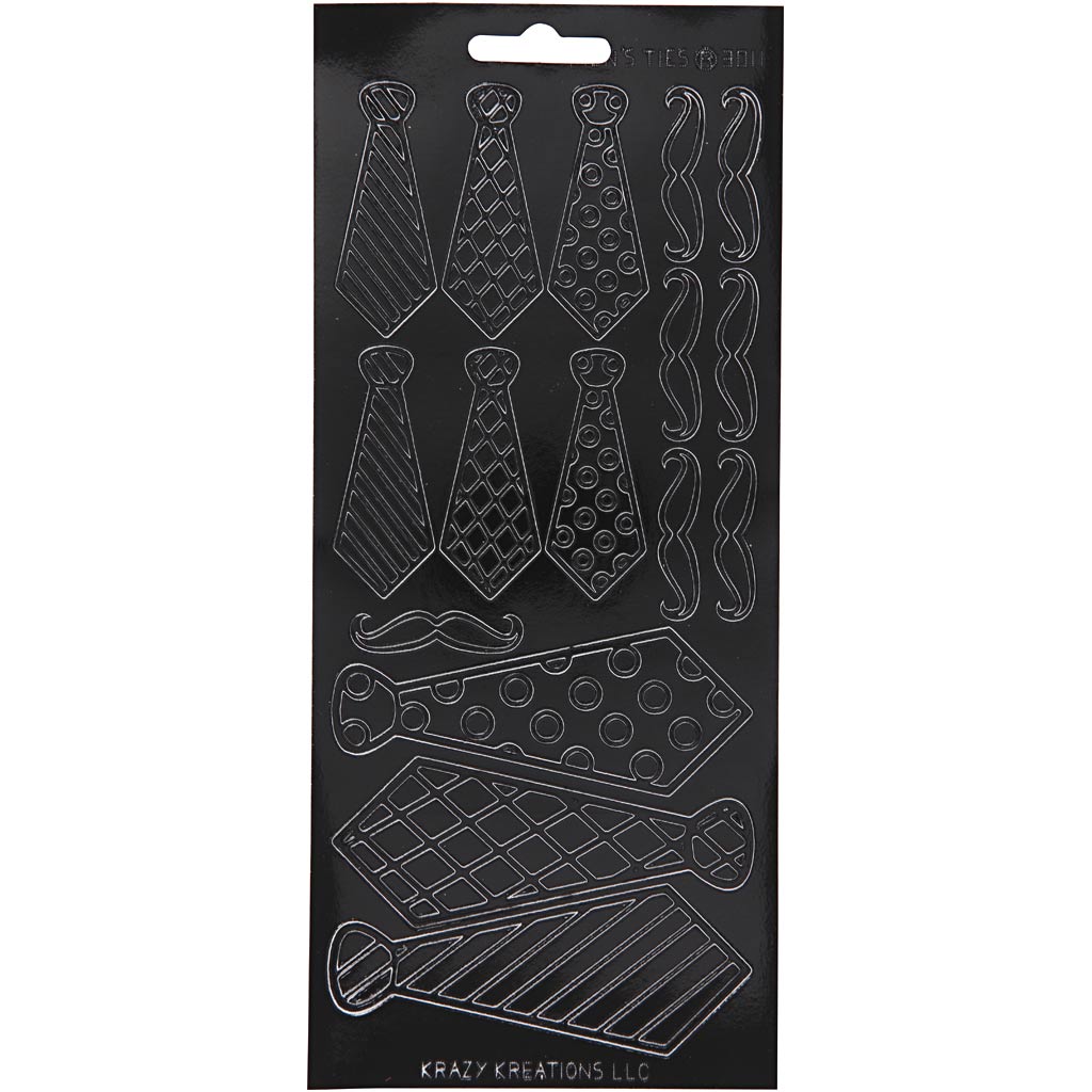 Stickers, stropdassen, vel 10x23 cm, zwart, 1 vel
