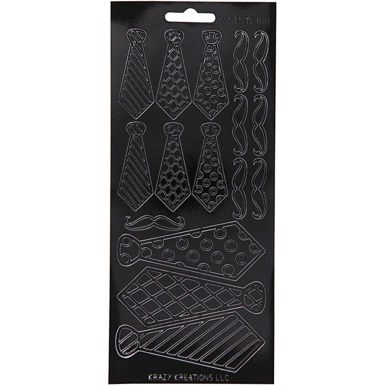 Stickers, stropdassen, vel 10x23 cm, zwart, 1 vel