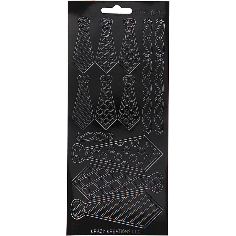 Stickers, stropdassen, vel 10x23 cm, zwart, 1 vel