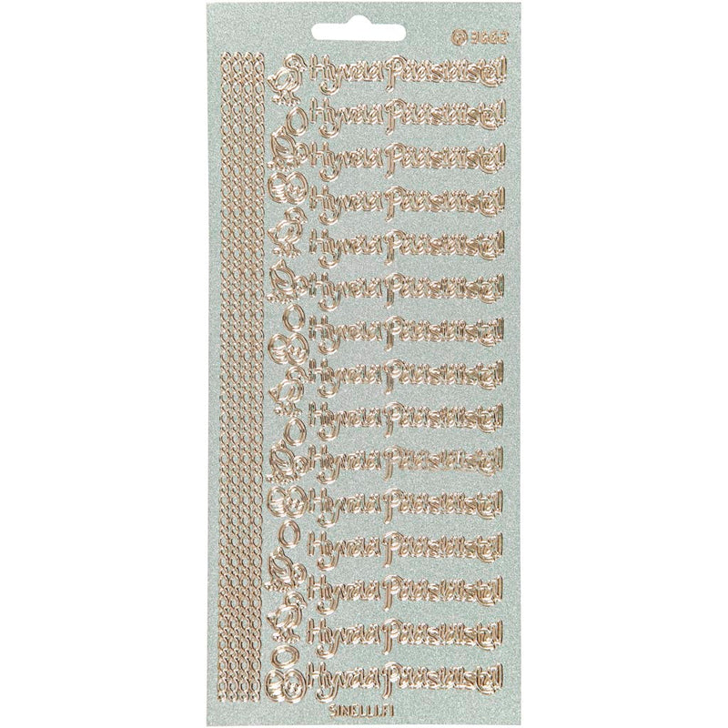 Stickers, hyvaa pääsiäistä, vel 10x23 cm, goud, 1 vel