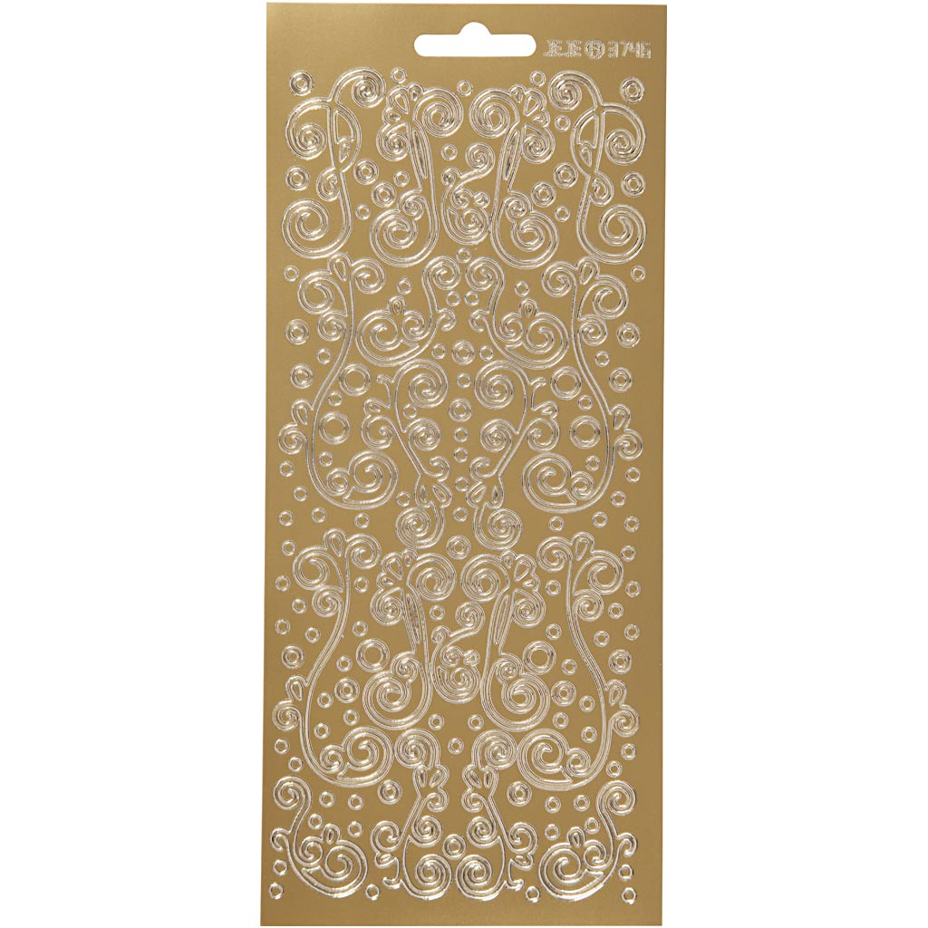 Stickers, swirl, vel 10x23 cm, goud, 1 vel