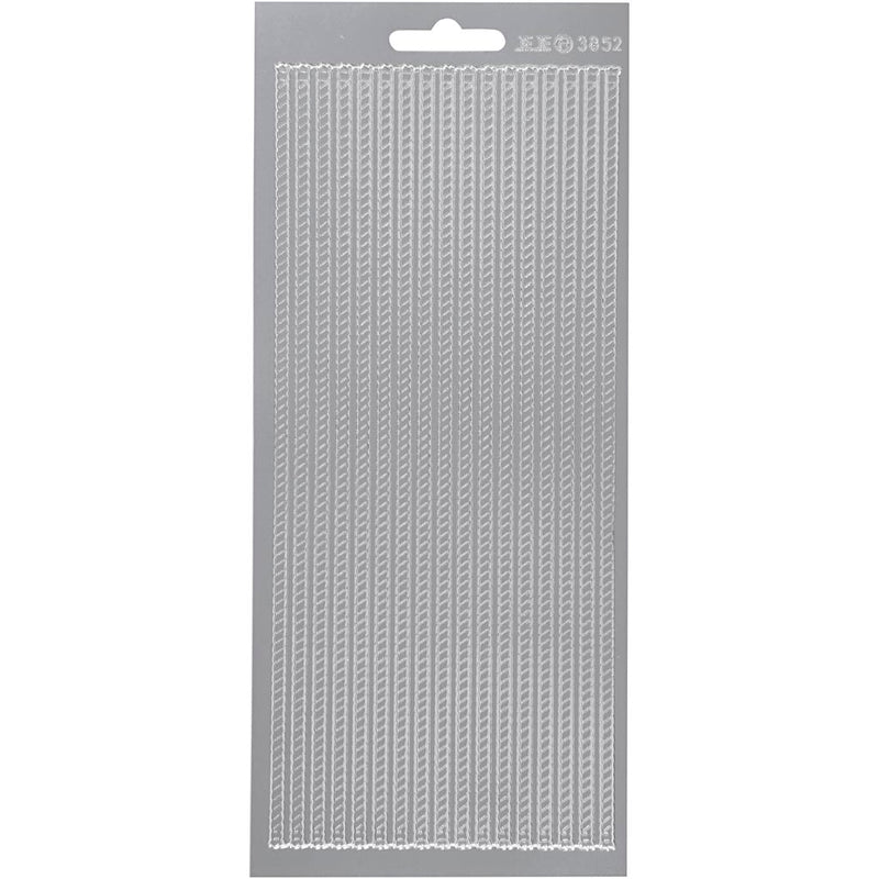Stickers, randen, vel 10x23 cm, zilver, 1 vel