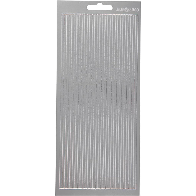 Stickers, randen, vel 10x23 cm, zilver, 1 vel