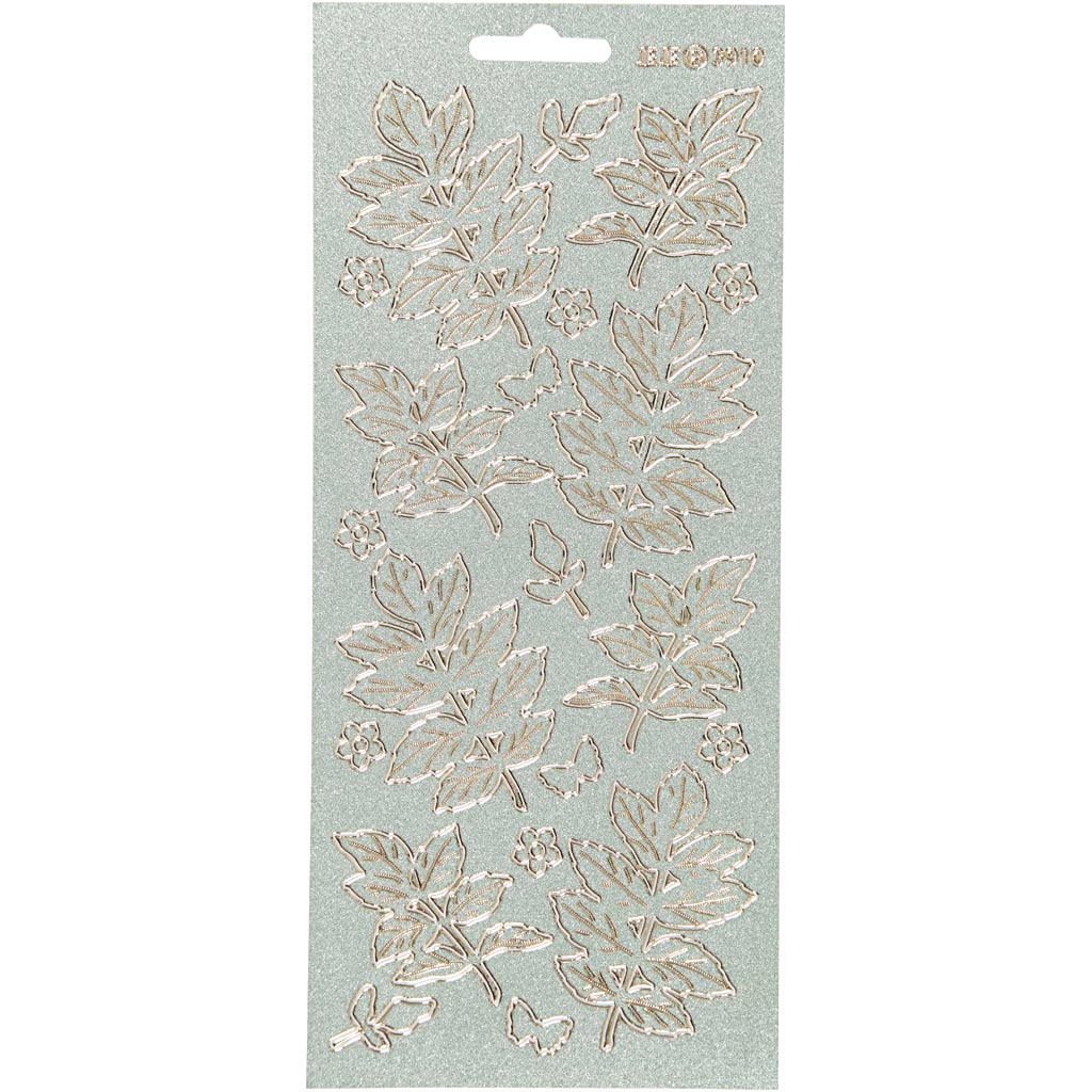 Stickers, bladeren, vel 10x23 cm, goud, 1 vel