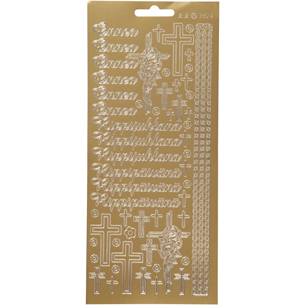 Stickers, onnea rippyhlana, vel 10x23 cm, goud, 1 vel