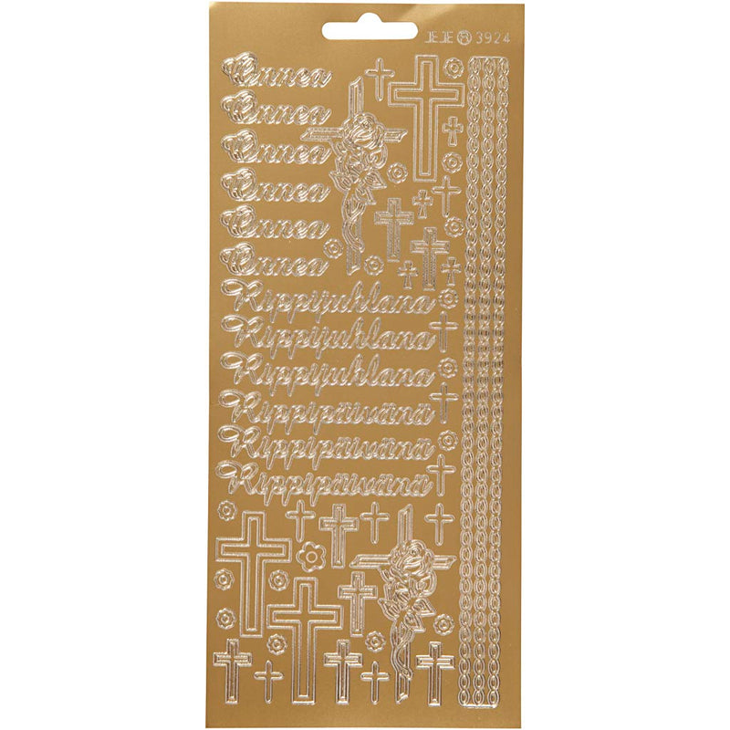 Stickers, onnea rippyhlana, vel 10x23 cm, goud, 1 vel