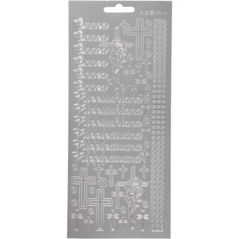 Stickers, onnea rippyhlana, vel 10x23 cm, zilver, 1 vel