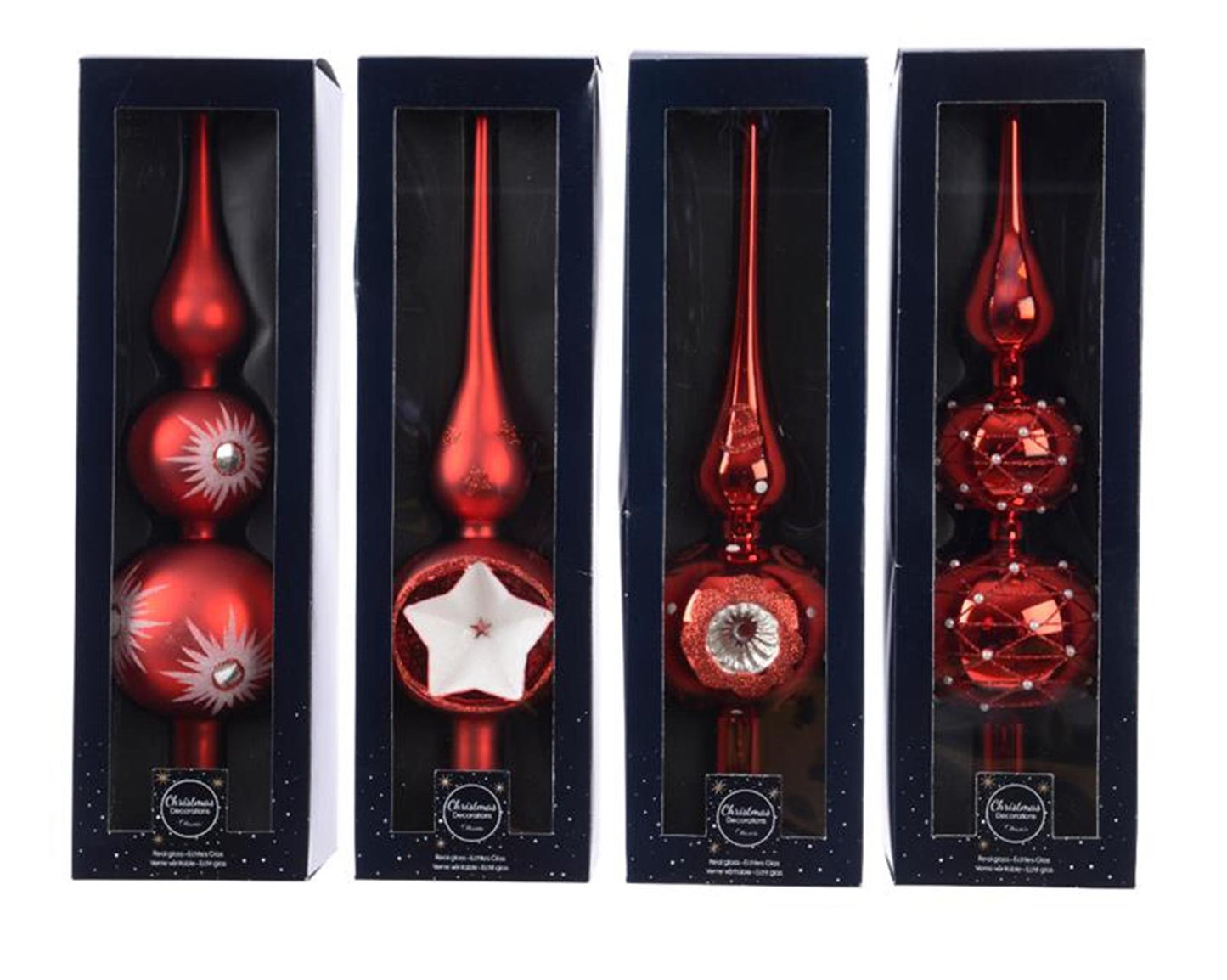 Decoris piek glas kerstrood 31cm