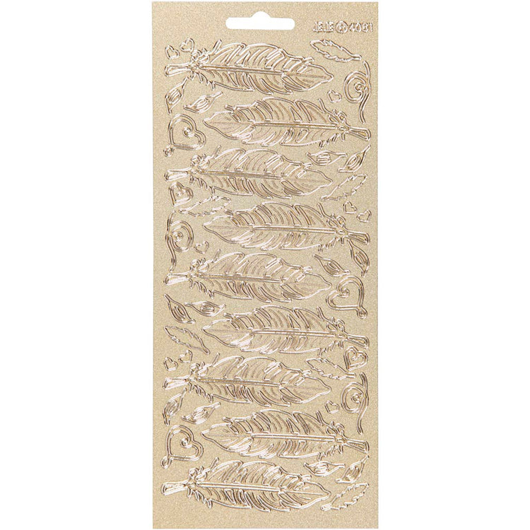 Stickers, veren, vel 10x23 cm, goud, 1 vel