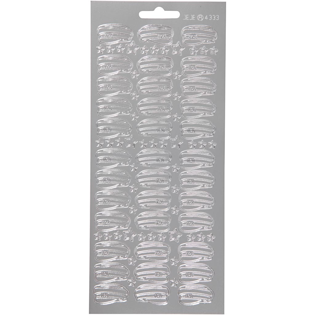 Stickers, hoed, vel 10x23 cm, zilver, 1 vel